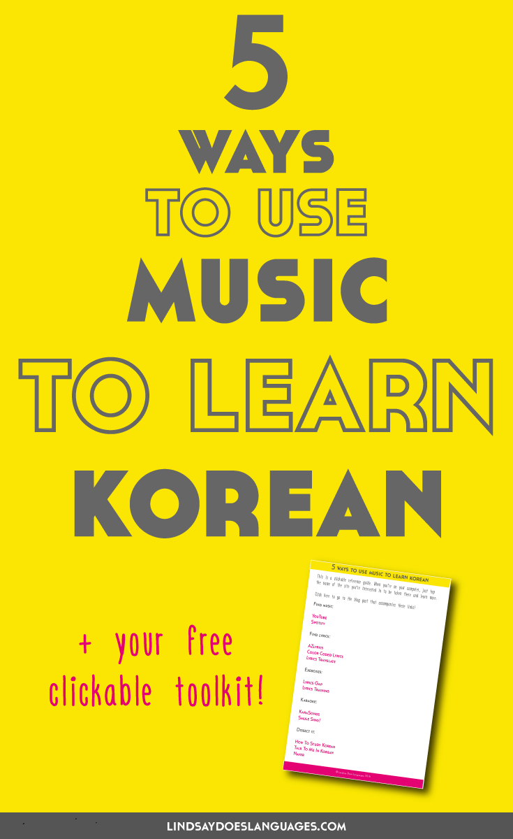 Are you ready to use music to learn Korean? Whatever stage you are with your studies, it's fun to include music. Click through for your free toolkit. >>