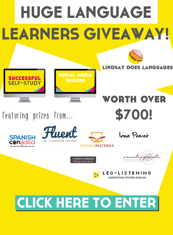 Huge Language Learning Giveaway from Lindsay Does Languages. One big prize to boost your language learning! Click through to enter! >>