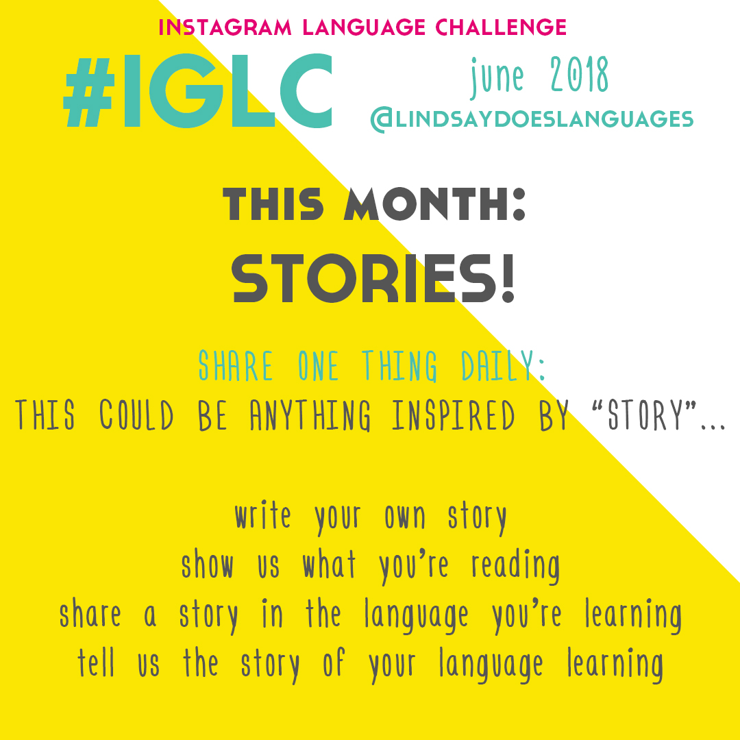 The Instagram Language Challenge is a monthly chance to share a little language learning each day on Instagram. Save this image + use #IGLC on your Instagram posts to join in! 