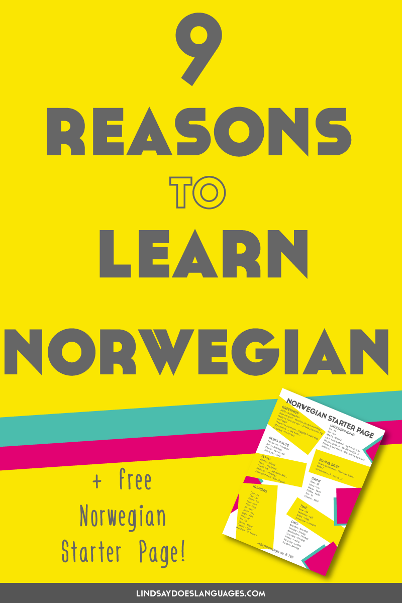 Ever thought about learning Norwegian? Here are 9 reasons to learn Norwegian and the best Norwegian resources to learn the language. Click through to get your free Norwegian Starter Page ➔