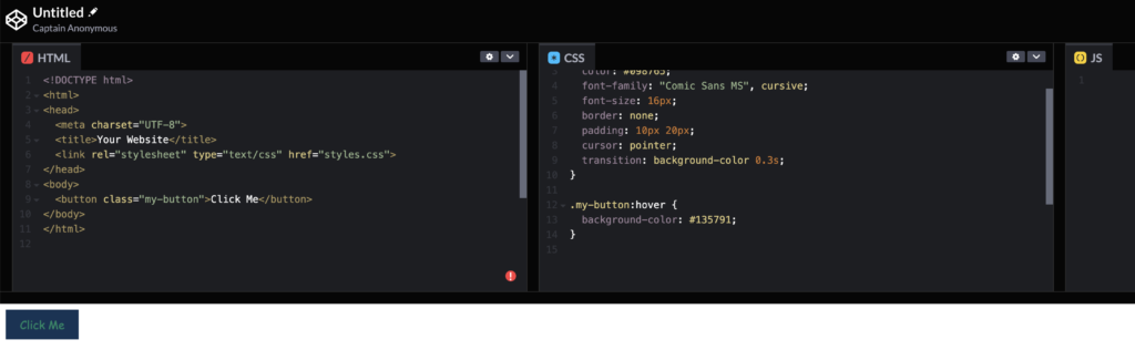 Visual html preview of the code generated by ChatGPT