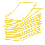 Yellow outline of a pile of flashcards