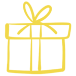 Yellow outline of a gift
