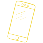 Yellow outline of mobile phone