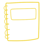 yellow outline of a notebook